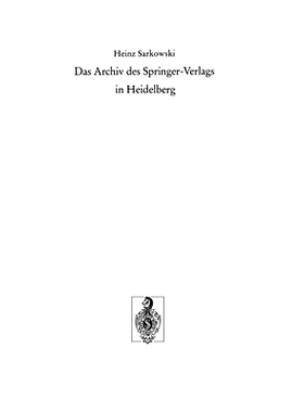 预订 Das Archiv des Springer-Verlags in Heidelberg: 9783662243985