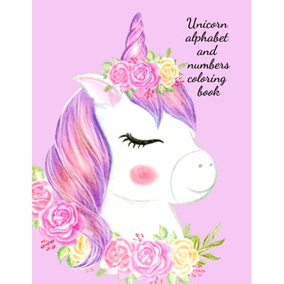 预订 Unicorn alphabet and numbers coloring book