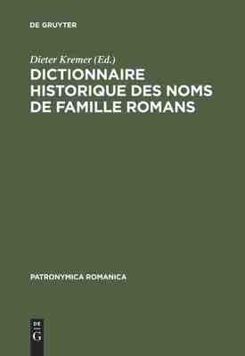 【预订】Dictionnaire historique des noms de famille romans 9783484555013
