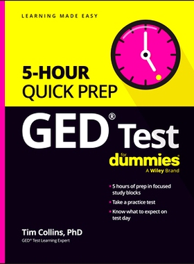 预订 GED Test 5-Hour Quick Prep for Dummies 美国高中同等学历证书考试5小时快速备考达人迷 第10版: 9781394231744