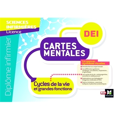 预订 Cycles de la vie et grandes fonctions UE 2.2 : cartes mentales : diplôme infirmier IFSI, licence 生命周期和主要功