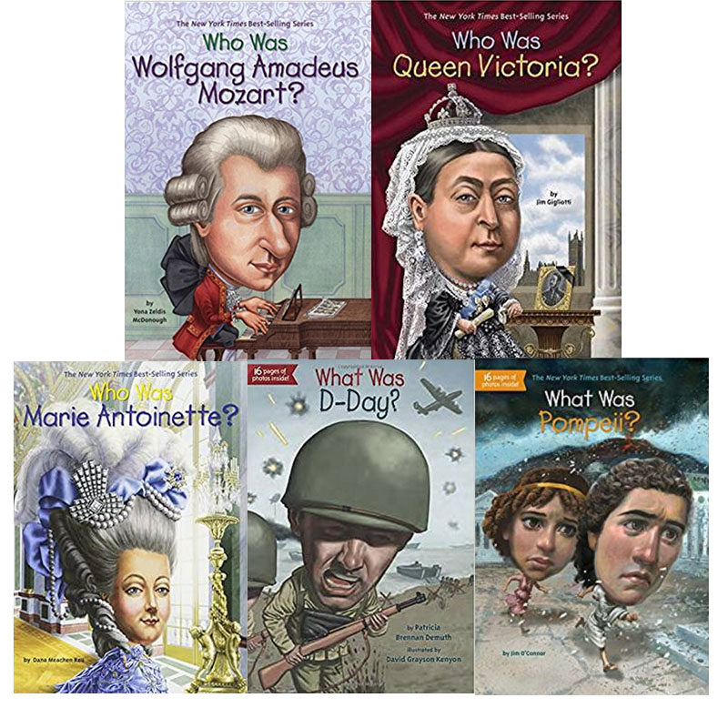 英文原版 Who Was 名人认知系列5本合集 Who Was Mozart? Who Was Queen Victoria? Who Was Marie Antoinette?