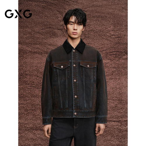 GXG男装  商场同款植绒牛仔夹克外套 2025秋季新品G25XE83012