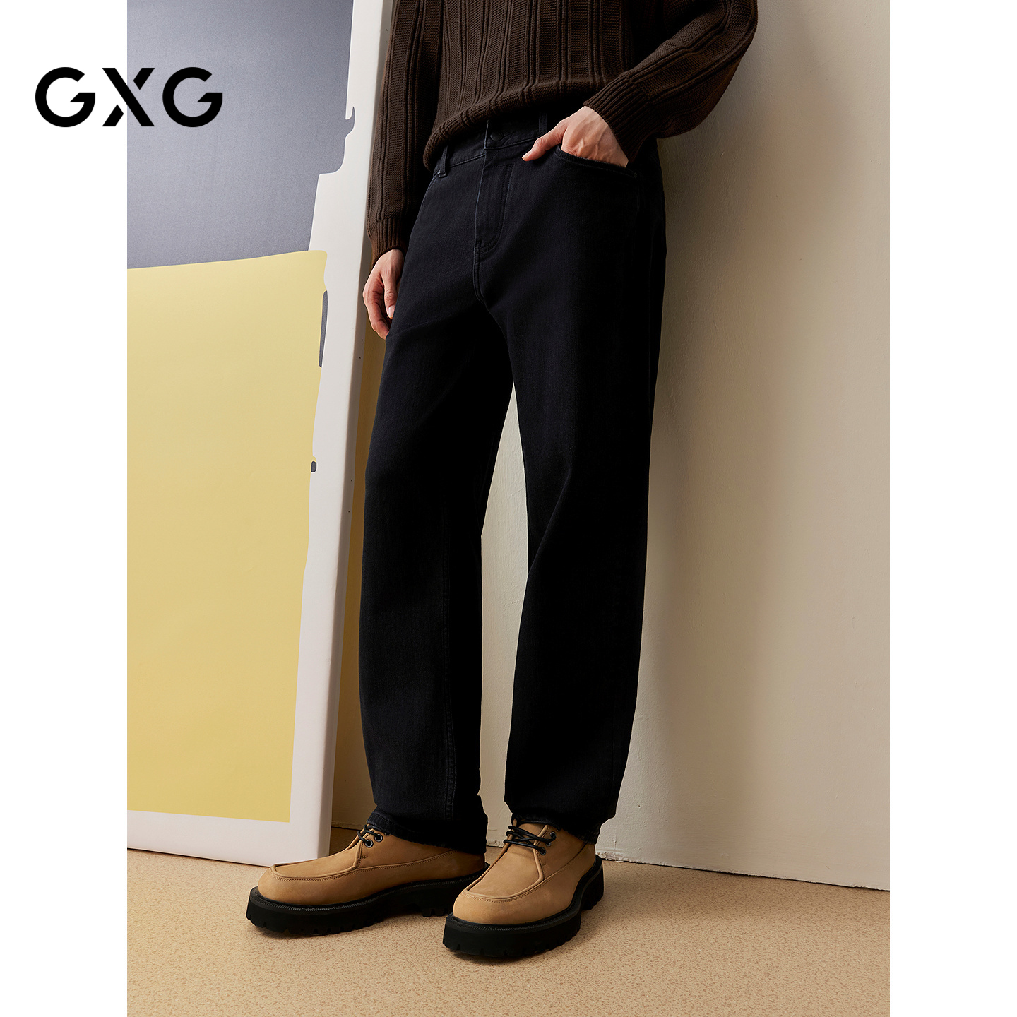 GXG男装 商场同款经典直筒牛仔裤 2025年冬季新品G25X054094