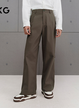 GXG男装 商场同款咖色直筒西裤简约通勤长裤25年秋新品G25X023112