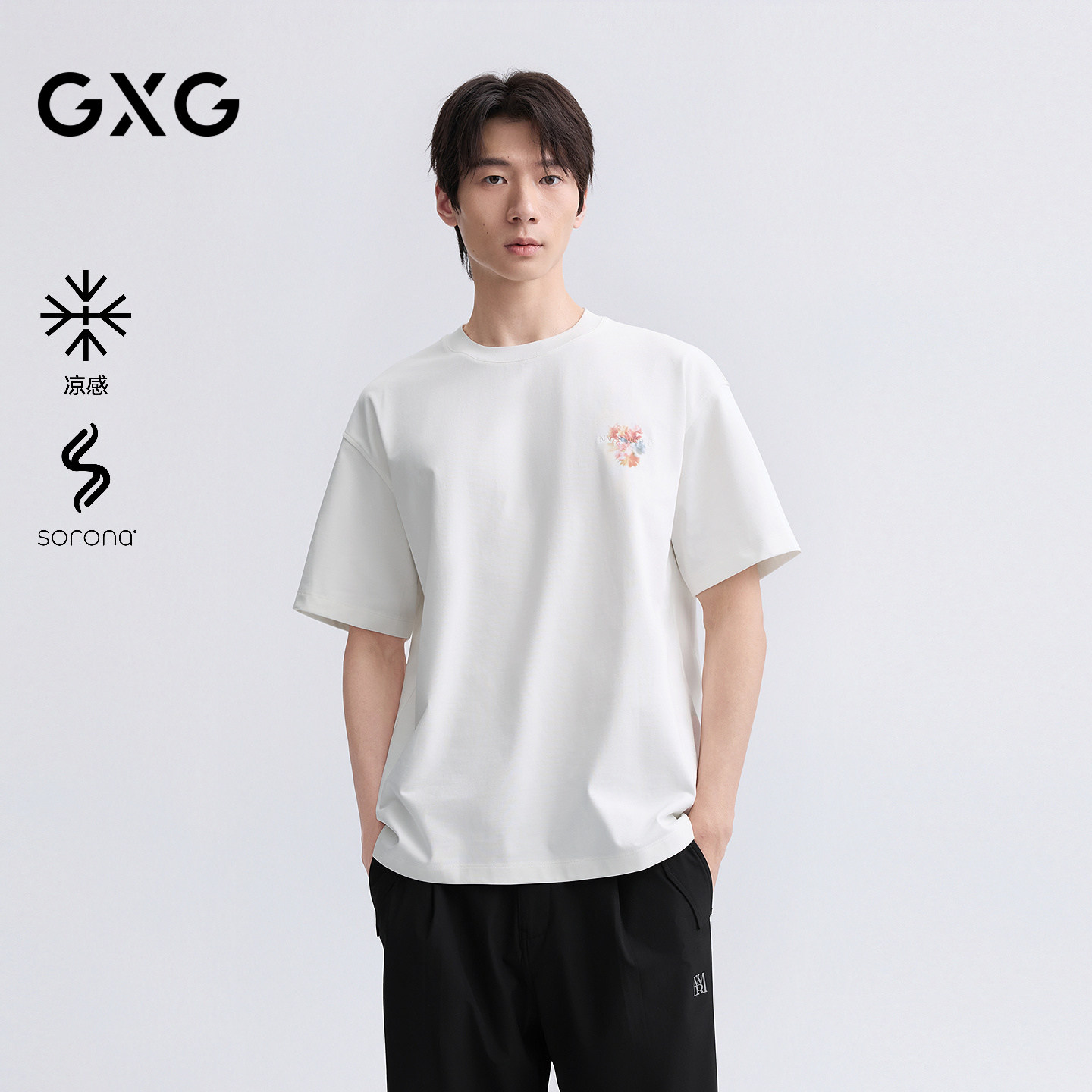 GXG男装 短袖T恤凉感背后图案圆领T恤短袖针织 2026夏季新品图片
