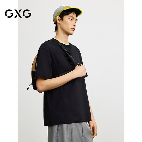 GXG男装 商场同款T恤简约圆领短袖针织 25年春G25X441014