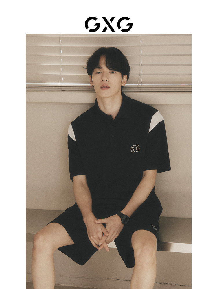 [COOLNESS] GXG MENS CONTRASTING POLO SHIRT MENS LAPEL SHORT SLEEVE T-SHIRT CASUAL LOOSE FIT PAUL SHIRT