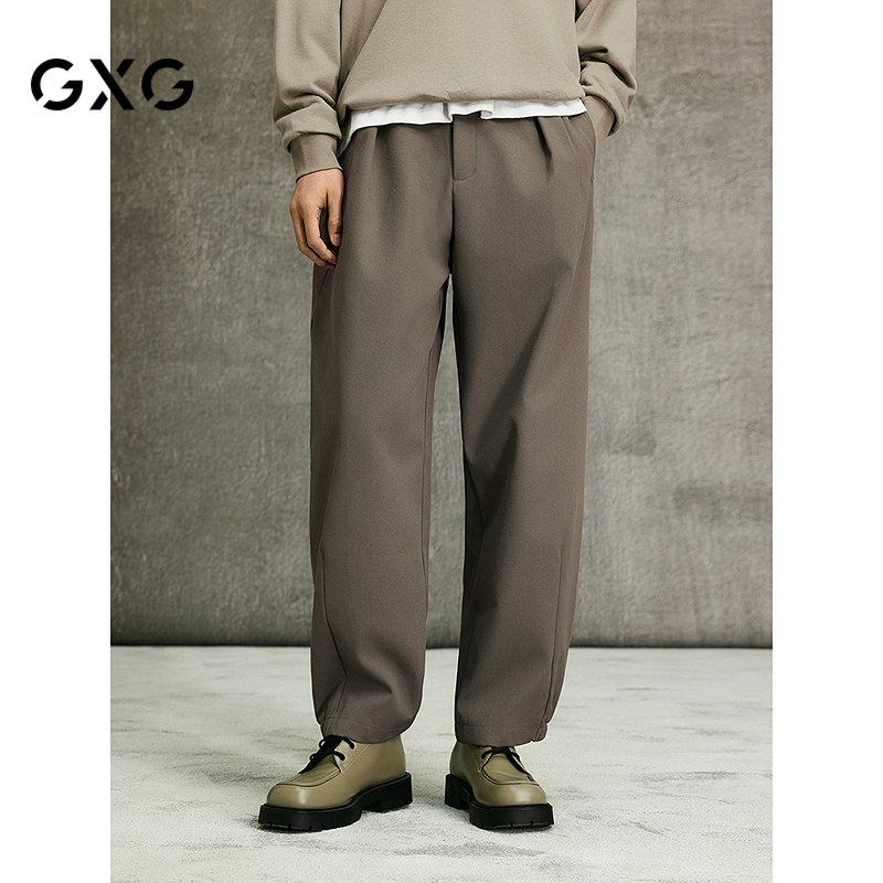 GXG男装 商场同款宽松阔腿休闲裤男通勤长裤 25春新品G25X021013