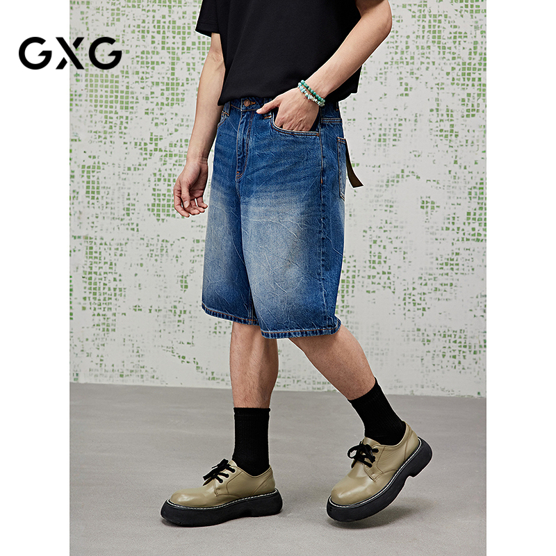 [商场同款]GXG男装 牛仔蓝休闲短裤简约男裤25夏新品G25X252007