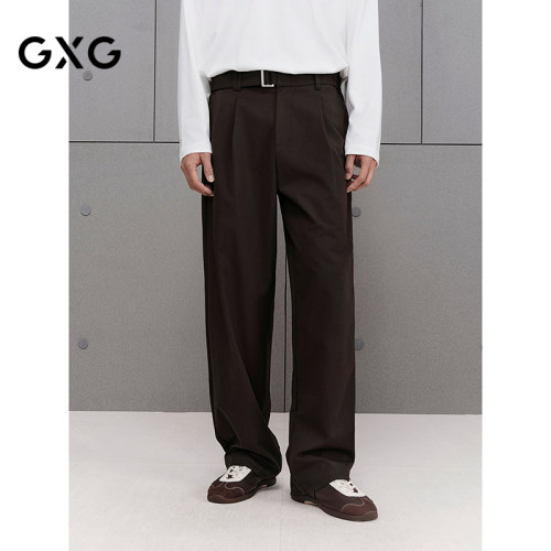 GXG男装 商场同款系扣直筒西裤通勤长裤男25年秋季新品G25X023120