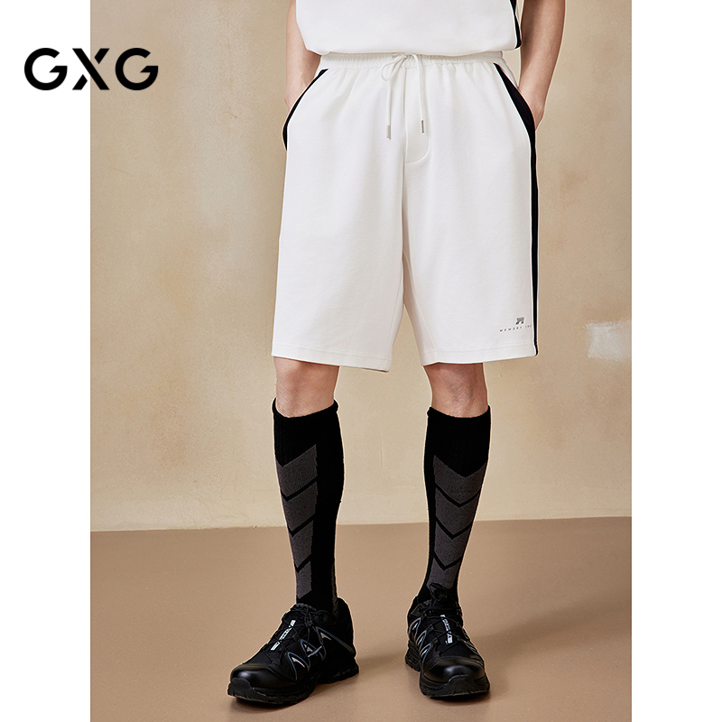 GXG男装 商场同款拼接针织休闲短裤运动裤25年夏季新品G25X222041