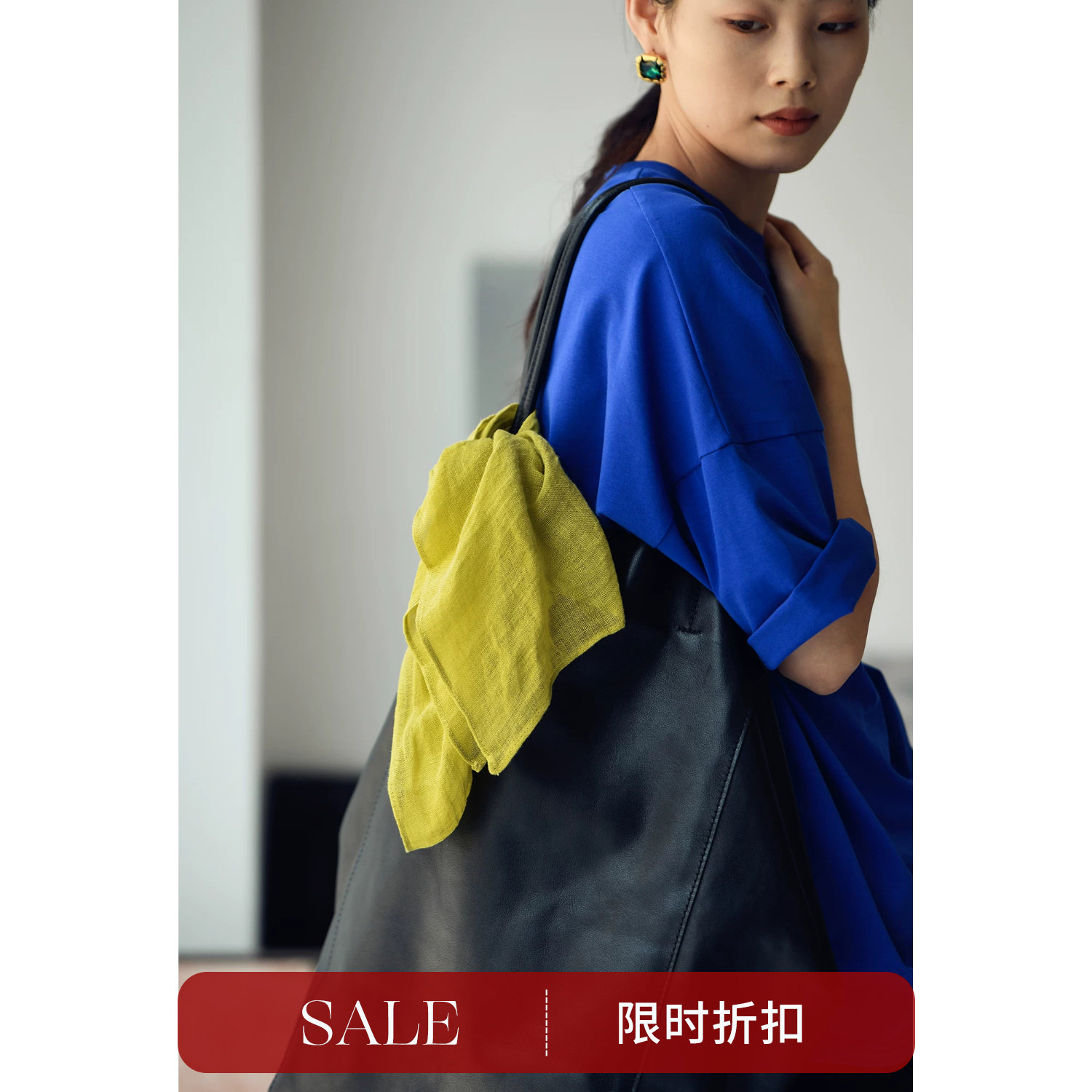 韩版洋气明黄色苎麻小方巾围巾