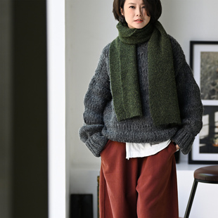 M88181 米兰宣言 文艺洋气羊毛混纺镂空宽松粗线棒针毛衣女25秋冬