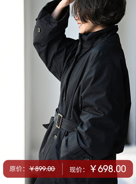 Y71560 通勤文艺风衣式黑色立领收腰宽松加厚羽绒服女冬 米兰宣言
