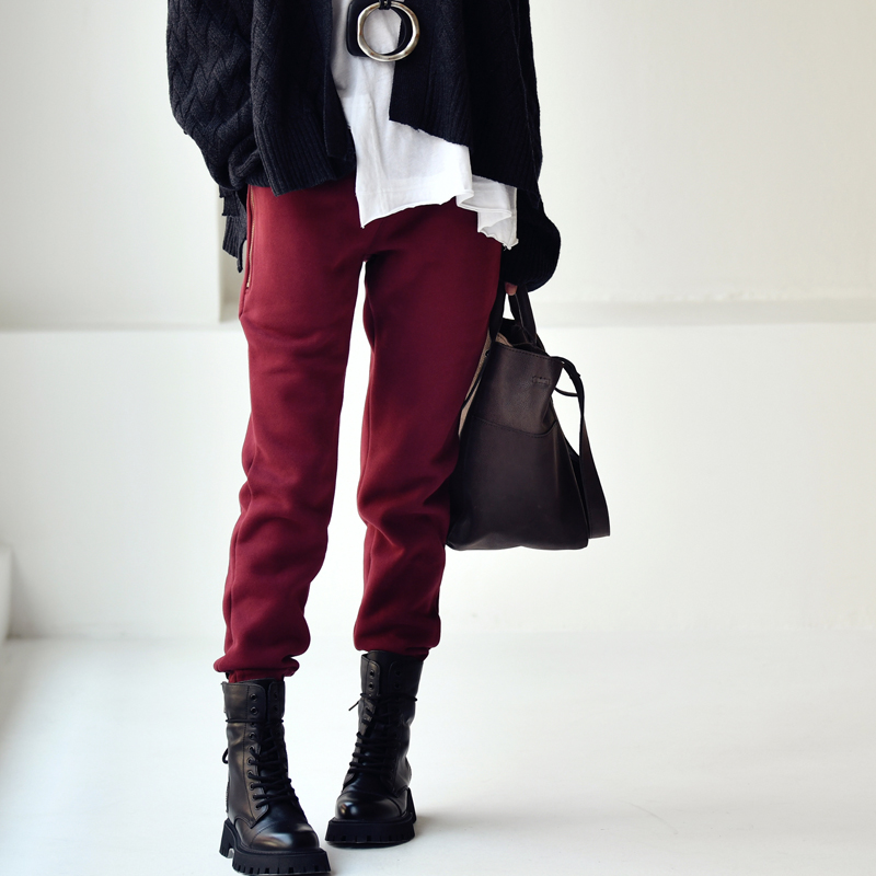 米兰宣言束脚侧拉链加绒加厚宽松