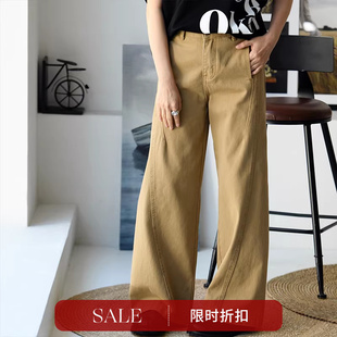 女 特 休闲高腰纯棉立体剪裁显瘦阔腿牛仔裤 韩版 米兰宣言 N15590