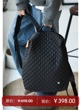 D37392 通勤休闲精致绗缝菱格黑色百搭双肩背包女士包袋米兰宣言