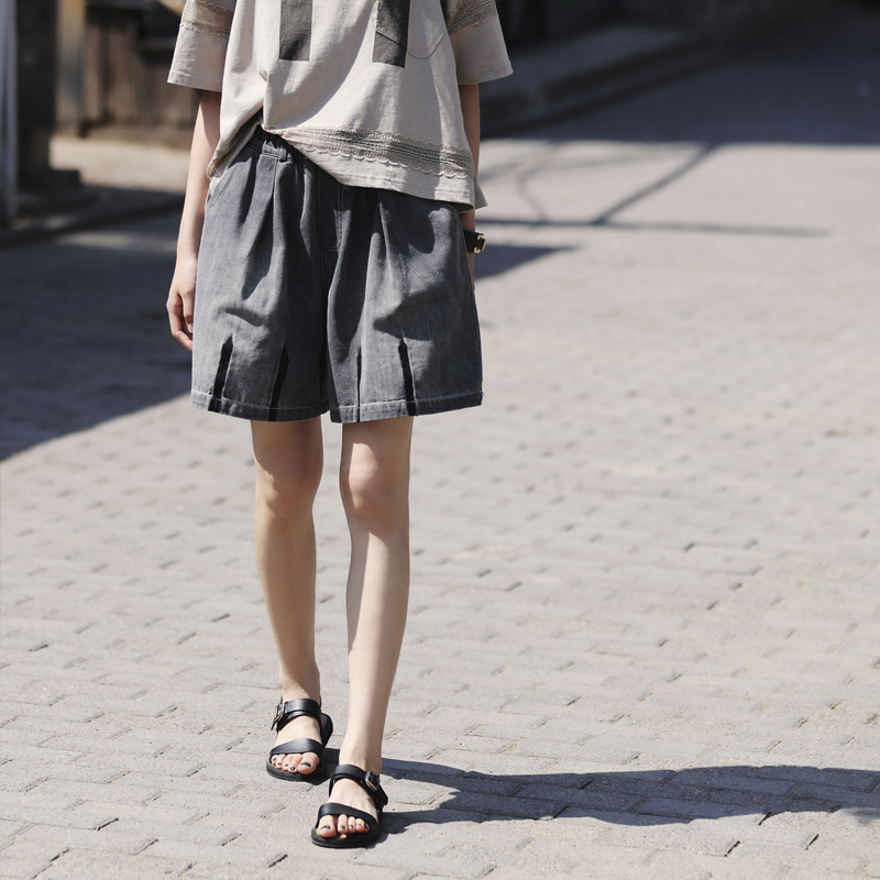 Declaration of Milan N2815 literature Large Elastic waist Do the old Hit color Wide leg cowboy shorts 2019 summerin the Women's clothing/Boutique , Jeans  category - from Buy2taobao.com to provide professional Taobao agent buy service