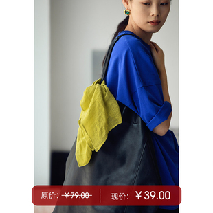 J2023C 韩版洋气明黄色苎麻小方巾围巾造型搭配四季可用米兰宣言