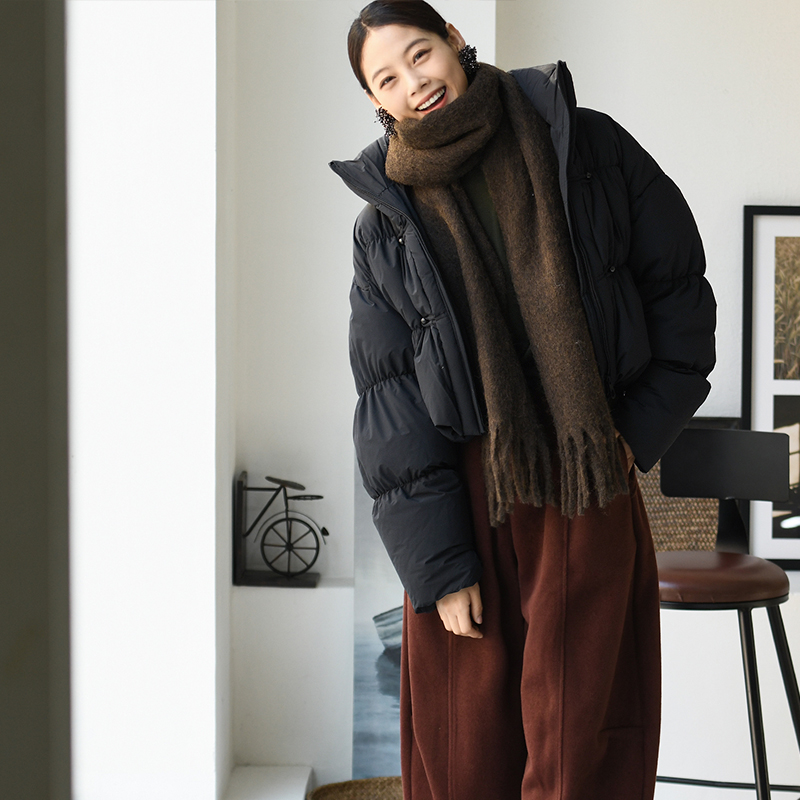 新中式盘扣短款立领羽绒服文艺