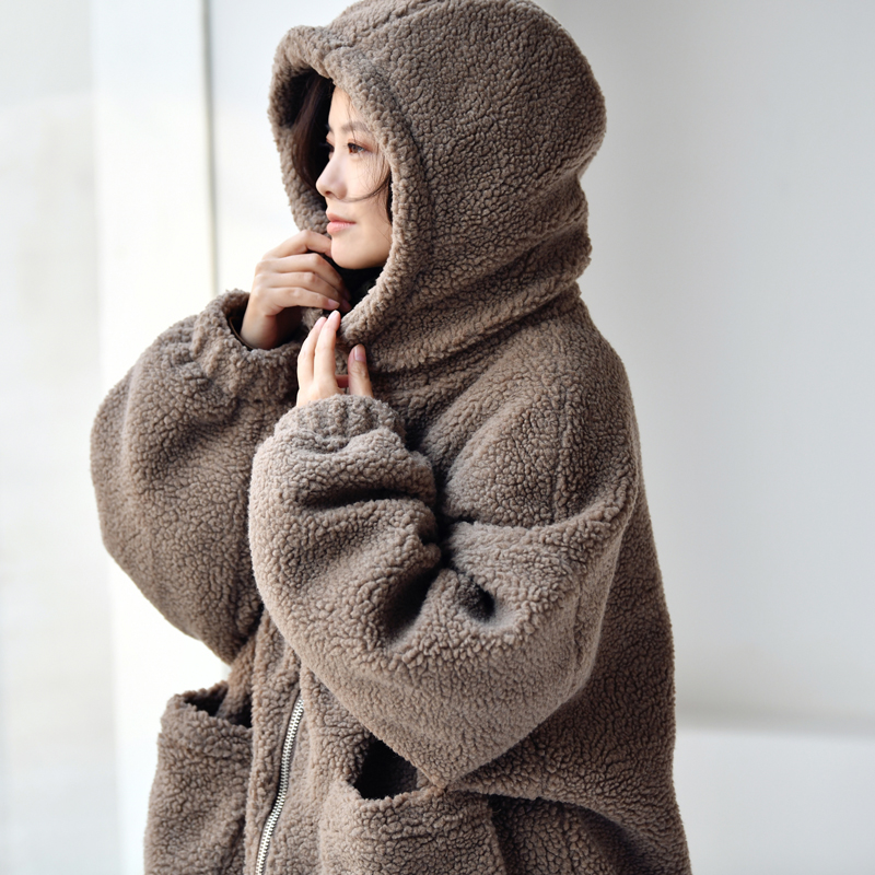 羊羔毛棉服外套文艺大兜米兰宣言