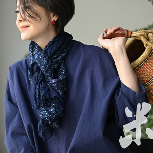 特●J20260 文艺棉质碎花拼纯色长方形薄款围巾女2026春 新品速递