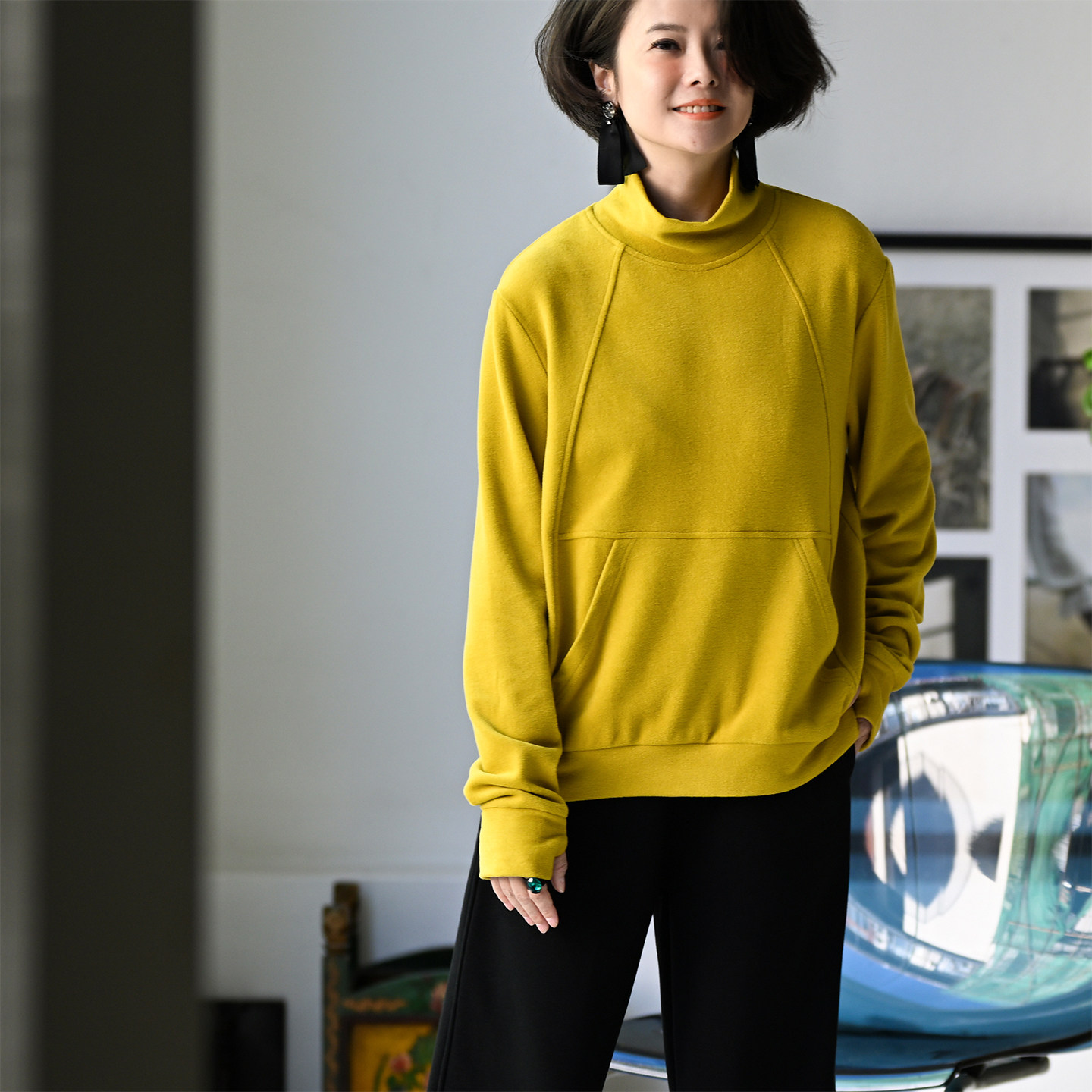 包邮 R95190 文艺百搭纯色高领袋鼠兜宽松打底磨毛绒衫女秋冬,女装/女士精品,卫衣/绒衫,淘宝优惠券,粉丝福利购,淘宝优惠卷