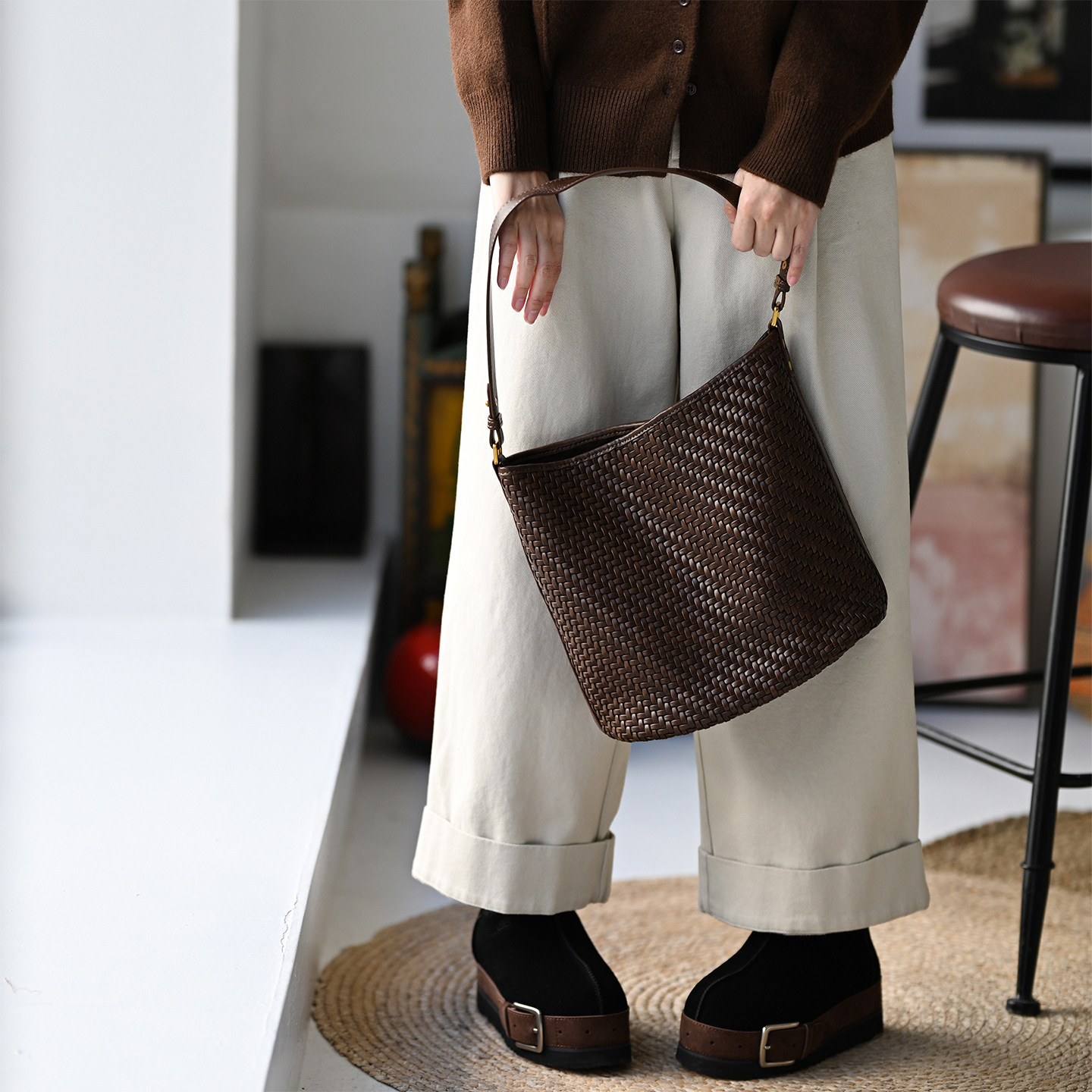 特●D70030 休闲简约二层牛皮编织单肩女士包包四季可用 米兰宣言,箱包皮具/热销女包/男包,单肩包,淘宝优惠券,粉丝福利购,淘宝优惠卷