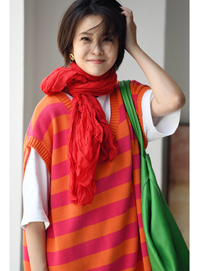 特●J0033C文艺复古怀旧感百搭多色薄款褶皱长围巾女秋冬米兰宣言