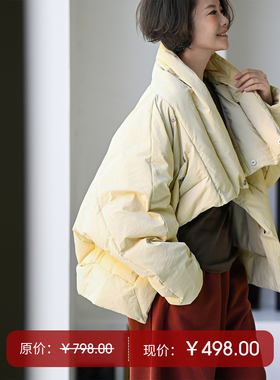 特●Y71280简约不规则设计宽松保暖白鸭绒短款羽绒服女新米兰宣言