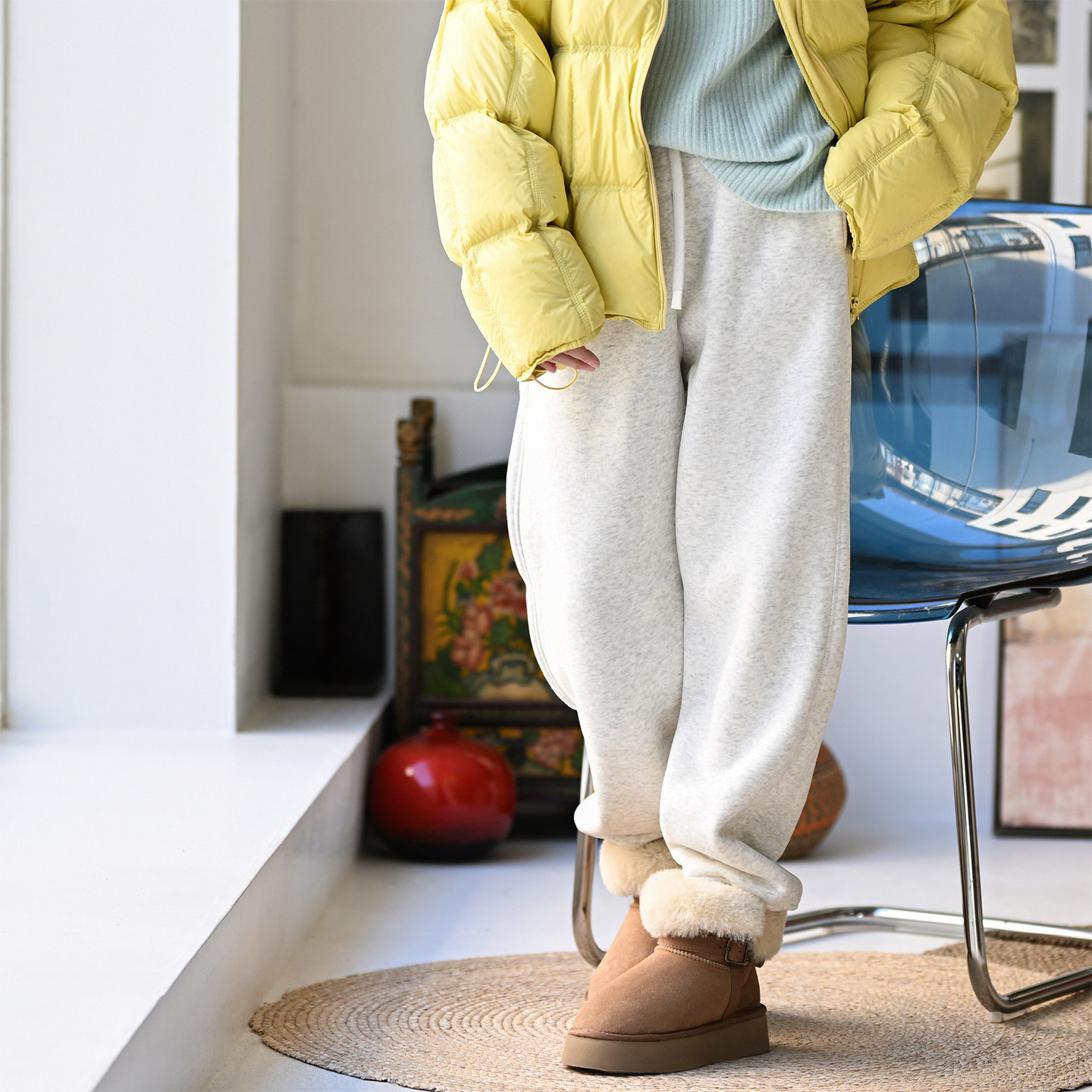 包邮K88500 休闲文艺百搭松紧腰宽松直筒显瘦束口加绒卫裤女25冬,女装/女士精品,卫裤,淘宝优惠券,粉丝福利购,淘宝优惠卷