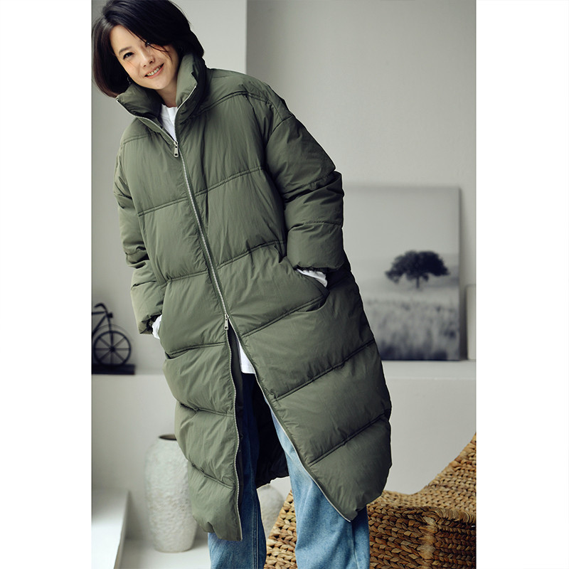 加厚白鸭绒立领显瘦长款羽绒服