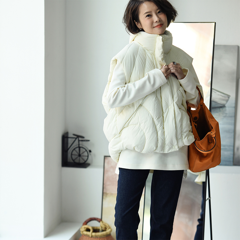 加厚前短后长蓬松面包马甲文艺