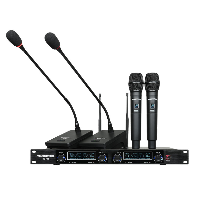 Takstar/得胜 TC-4R无线会议话筒1拖4桌面鹅颈麦克风80米UHF手持