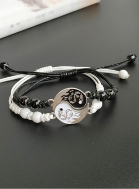 中国风复古手工太极阴阳龙手链一对男女学生情侣编织手环闺蜜礼物