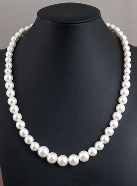 白色珍珠项链婚礼送妈妈婆婆仿真珍珠项链高端礼物饰