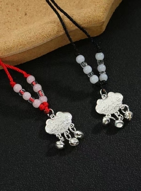 儿童长命锁宝宝平安富贵仿金锁吊坠铃铛项链百日周岁满月挂件礼物