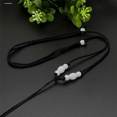 仿玉珠子素绳手工编织玉石吊坠挂绳项链绳子男女款翡翠观音佛绳