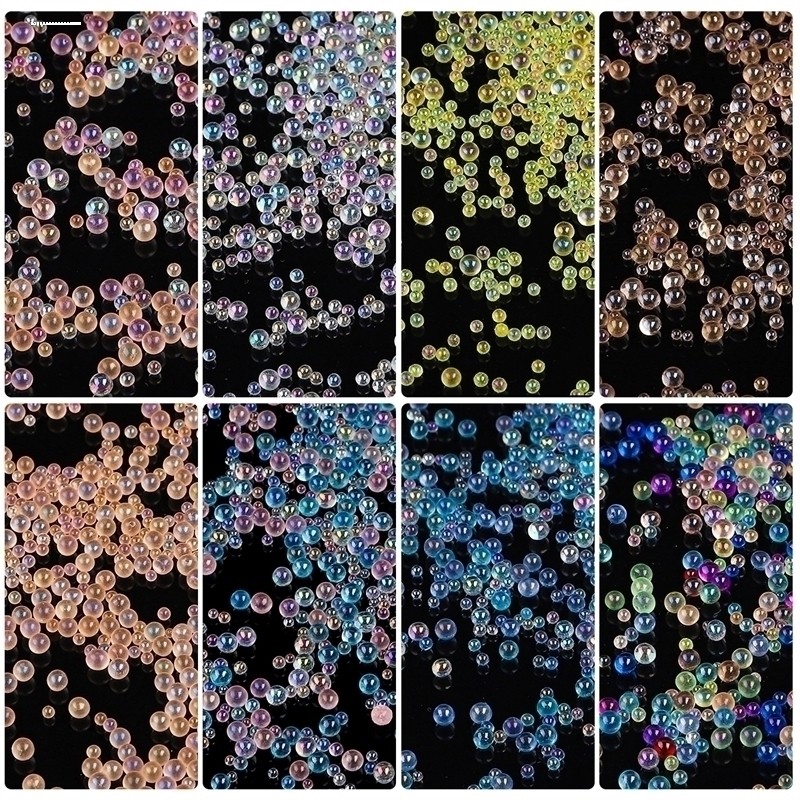 大小混气泡珠透明玻璃珠七彩小圆泡泡珠微珠装饰填充物