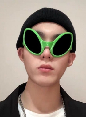 变身ET外星人绿色土酷少女蹦迪夸张派对INS网红太阳眼镜墨镜