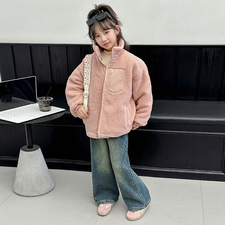 女童加棉加厚外套加绒牛仔裤24普通外套