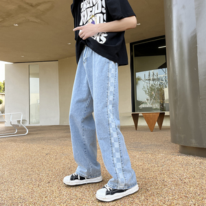 @港风2025年春秋新款M-5XL大码格子牛仔裤男长裤NZ210-P45
