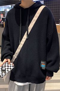@港风 连帽针织衫毛衣男秋冬慵懒风宽松线衣21M29-P50图片