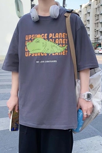 @港风 卡通印印短袖T恤男潮流纯棉打底半袖DT18-P25图片