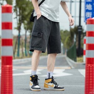 @日系大码 M-5XL大口袋工装牛仔裤男大码直筒五分短裤DK038-P40图片