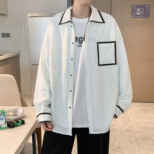 @港风 2025春季小香风长袖衬衫男宽松休闲上衣CS103-P40图片