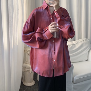 冰丝长袖衬衫男薄款春季炫彩色发型师长袖衬衫男 C2023/P45图片