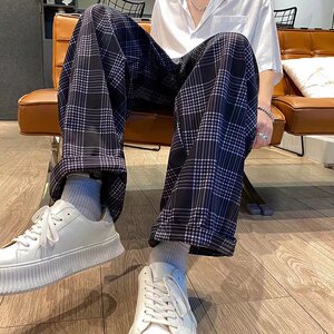 @港风  夏季潮牌ins直筒格子裤长裤阔腿裤 NZ273-P40图片