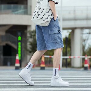 @日系大码 M-5XL工装牛仔裤男大码款直筒五分短裤DK038-P40图片